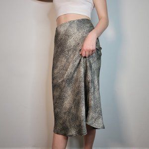 Silky satin bias cut midi skirt - S